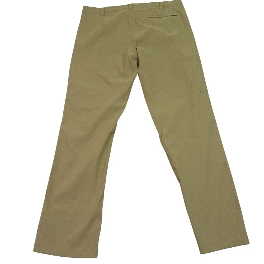 Eddie Bauer Mens Chino Tech Pants‎ 38 X 32 Tan Khaki Stretch Nylon Flat Front